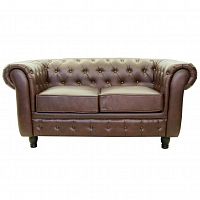 диван chesterfield двухместный прямой коричневый в Хабаровске