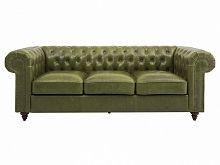 диван chester classic трехместный прямой оливковый, коричневые ножки в Хабаровске