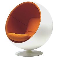 кресло eero ball chair бело-оранжевое в Хабаровске