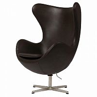 кресло egg chair кожа темно-коричневое в Хабаровске