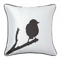подушка с птичкой на ветке lone bird white в Хабаровске