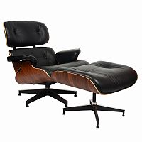 кресло eames style lounge chairчерное с коричневым в Хабаровске