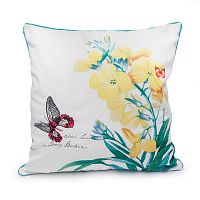 декоративная подушка белая с желтым цветком botanical style в Хабаровске