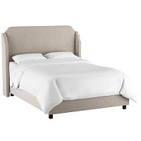 кровать двуспальная с мягкой спинкой 180х200 серая aurora wingback light gray в Хабаровске
