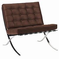 кресло barcelona chair экокожа коричневое в Хабаровске