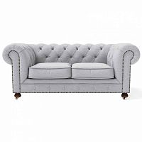 диван chesterfield lux двухместный прямой светло-серый в Хабаровске